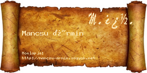 Mancsu Ármin névjegykártya